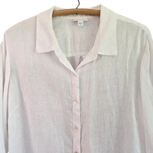 J.Jill Love Linen Womens White Button-Down Shirt Long Sleeve Lightweight 2X - Picture 3 of 9